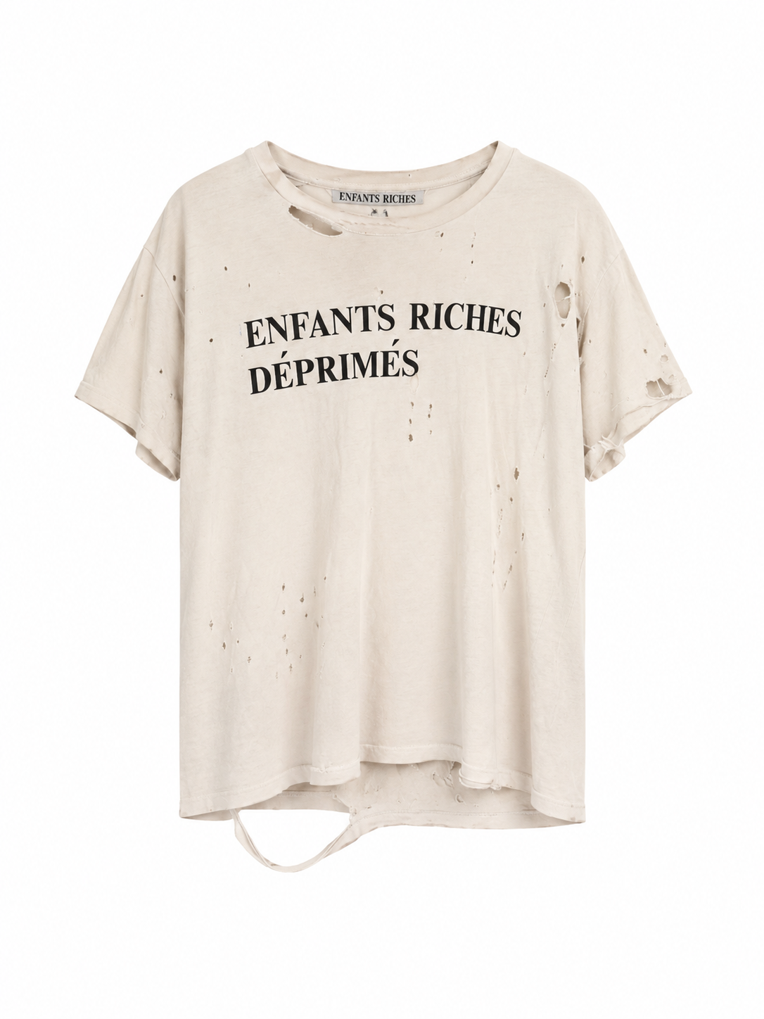 ERD distressed white logo tee size M
