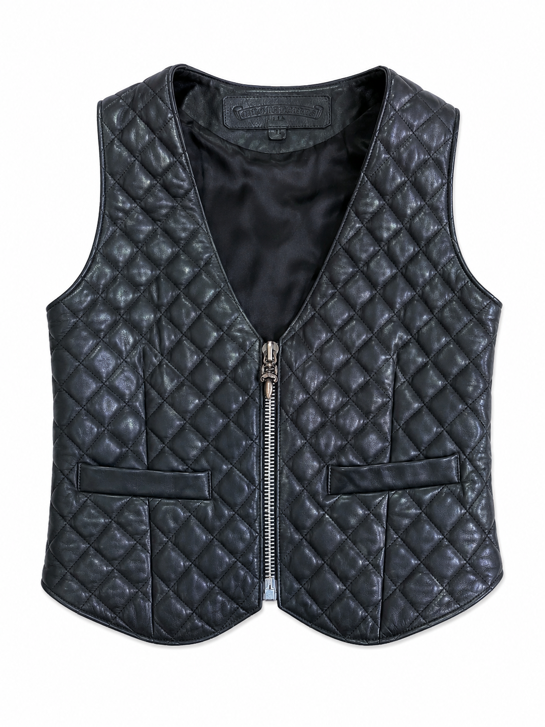 Chrome hearts quilted leather vest size M