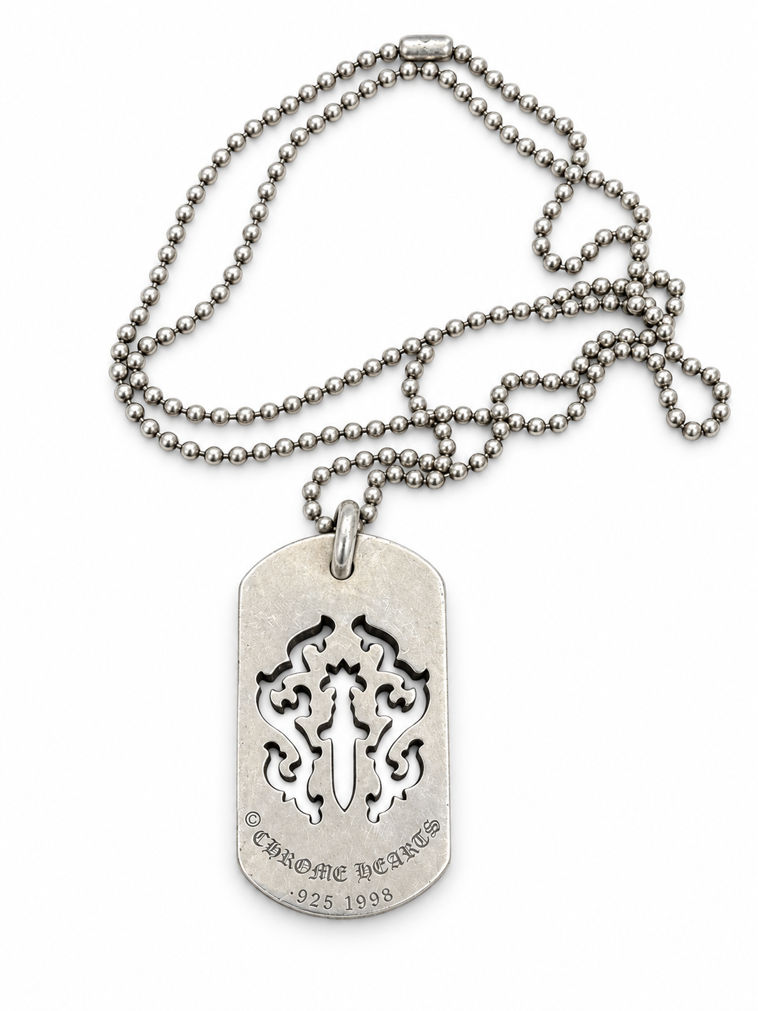Chrome hearts vine dagger dog tag with ball chain